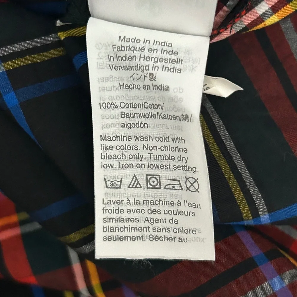 NWT J.Crew Classic Fit Ruffle Popover Black Stewart‎ Tartan Plaid Womens Small